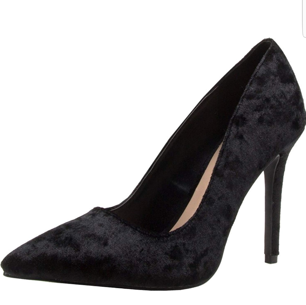 Black Velvet Suede Heels - Picture 3 of 5